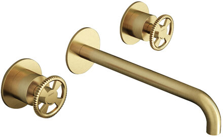 Hotbath Wastafelmengkraan Cobber @Work Inbouw 25 cm 3 Gats Geborsteld Messing PVD