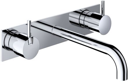 Hotbath Wastafelmengkraan Cobber Inbouw 2-hendel Met Achterplaat Gebogen 18 cm