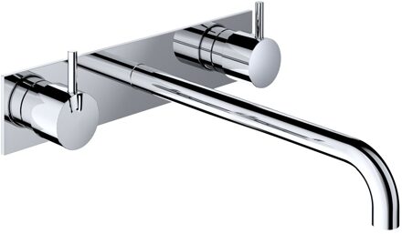 Hotbath Wastafelmengkraan Cobber Inbouw 2-hendel Met Achterplaat Gebogen 25 cm