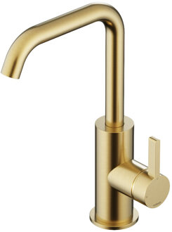 Hotbath Wastafelmengkraan Hotbath Ace Met Draaibare Uitloop Gebogen 24 cm Geborsteld Messing PVD