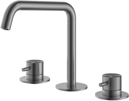 Hotbath Wastafelmengkraan Hotbath Archie 3 Gats Zonder Waste Geborsteld Gunmetal PVD