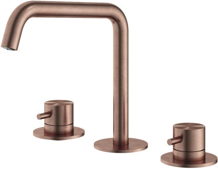 Hotbath Wastafelmengkraan Hotbath Archie 3 Gats Zonder Waste Geborsteld Koper PVD