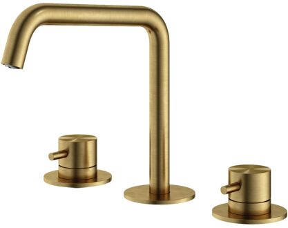 Hotbath Wastafelmengkraan Hotbath Archie 3 Gats Zonder Waste Geborsteld Messing PVD