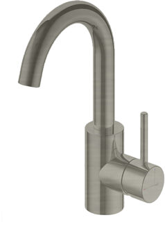 Hotbath Wastafelmengkraan Hotbath Buddy Draaibare Uitloop 1-hendel Gebogen 27.5 cm Geborsteld Nikkel