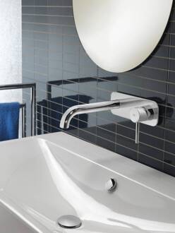 Hotbath Wastafelmengkraan Hotbath Buddy inbouw 3+3 inbouwsysteem 1-hendel Gebogen 16.4 cm Met Achterplaat Chroom