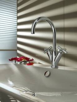 Hotbath Wastafelmengkraan Hotbath Chap Draaibare Uitloop 1-hendel Gebogen 29.3 cm Chroom