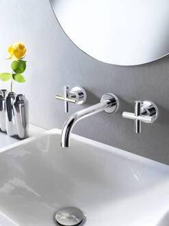 Hotbath Wastafelmengkraan Hotbath Chap Inbouw 2-kruisgreep Gebogen 14.5 cm Chroom