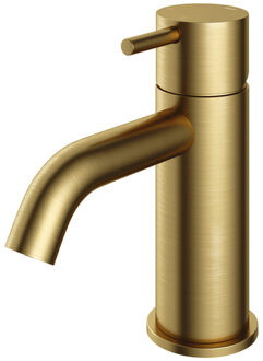 Hotbath Wastafelmengkraan Hotbath Cobber 1-hendel Gebogen 14.3 cm Geborsteld Messing PVD