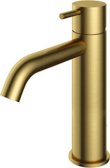 Hotbath Wastafelmengkraan Hotbath Cobber 1-hendel Gebogen 21.6 cm Geborsteld Messing PVD