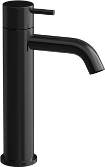 Hotbath Wastafelmengkraan Hotbath Cobber 1-hendel Gebogen 21.6 cm Gepolijst Zwart PVD