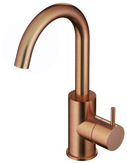 Hotbath Wastafelmengkraan Hotbath Cobber 1-hendel Gebogen 27.8 cm Geborsteld Koper PVD