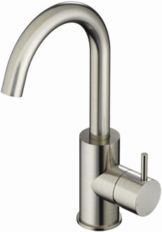 Hotbath Wastafelmengkraan Hotbath Cobber 1-hendel Gebogen 27.8 cm Geborsteld Nikkel