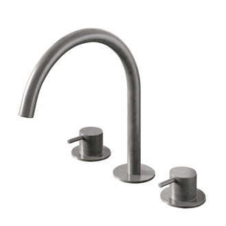 Hotbath Wastafelmengkraan Hotbath Cobber 3 gats 2-hendel Gebogen 26.1 cm Geborsteld Nikkel