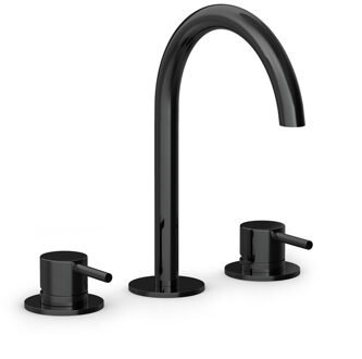 Hotbath Wastafelmengkraan Hotbath Cobber 3 gats 2-hendel Gebogen 26.1 cm Gepolijst Zwart PVD