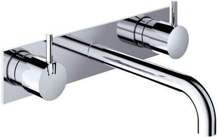 Hotbath Wastafelmengkraan Hotbath Cobber Inbouw 2-hendel Met Achterplaat Gebogen 18 cm Chroom