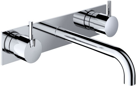 Hotbath Wastafelmengkraan Hotbath Cobber Inbouw 2-hendel Met Achterplaat Gebogen 18 cm Chroom