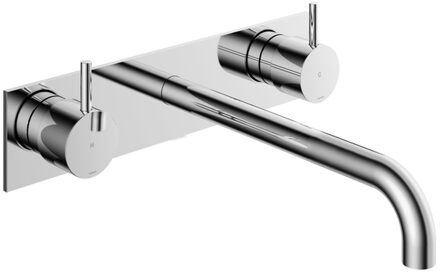 Hotbath Wastafelmengkraan Hotbath Cobber Inbouw 2-hendel Met Achterplaat Gebogen 25 cm Chroom