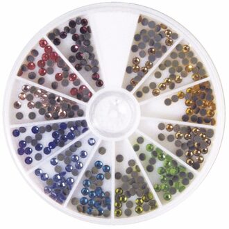 Hotfix gekleurde ronde strass steentjes - kleuren mix - 360 stuks - 3 mm - knutselen Multi