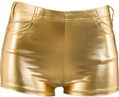 Hotpants goud voor dames verkleed broekje L/XL