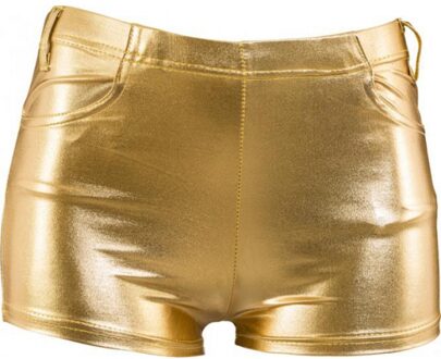 Hotpants in het goud - voor dames - mini broekje - verkleed broekje - carnaval