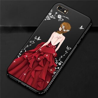 HOTSWEI Case Voor Huawei Honor 7A 5.45 "Luxe Strass 3D Relief Bloem Meisje Patroon Zachte Siliconen Cover Honor 7A case DUA-L22 hei-hong