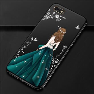 HOTSWEI Case Voor Huawei Honor 7A 5.45 "Luxe Strass 3D Relief Bloem Meisje Patroon Zachte Siliconen Cover Honor 7A case DUA-L22 hei-lan