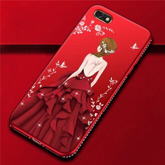 HOTSWEI Case Voor Huawei Honor 7A 5.45 "Luxe Strass 3D Relief Bloem Meisje Patroon Zachte Siliconen Cover Honor 7A case DUA-L22 hong-hong
