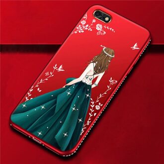 HOTSWEI Case Voor Huawei Honor 7A 5.45 "Luxe Strass 3D Relief Bloem Meisje Patroon Zachte Siliconen Cover Honor 7A case DUA-L22 hong-lan