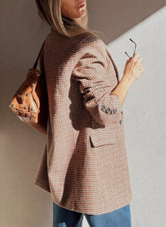 Houndstooth Patroon Blazer Bruin