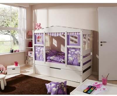 House Bed Mini met extra bed prinses paars Wit