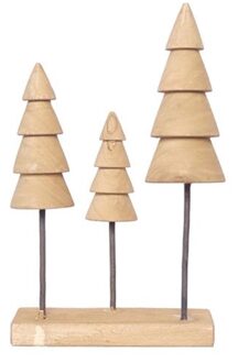 House of Nature everlands kunstkerstboom hout 33cm 3-delig op voet bruin