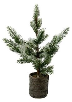 House of Nature everlands kunstkerstboom met sneeuw in pot 37cm groen