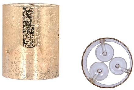 House of Nature Theelichthouder glas voor 3 lichtjes goud