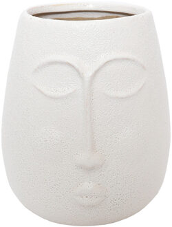 House of Nature Vaas gezicht wit Birlik 22cm keramiek