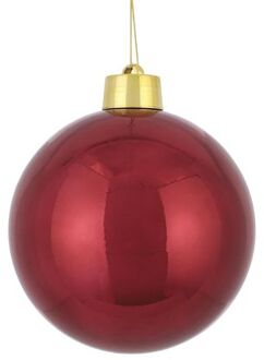 House of Seasons 1x Grote kunststof decoratie kerstbal donkerrood 20 cm - Kerstbal
