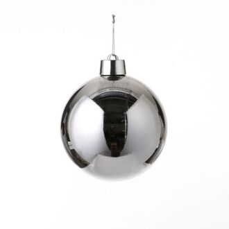 House of Seasons 1x Grote kunststof decoratie kerstballen zilver 20 cm - Kerstbal Zilverkleurig