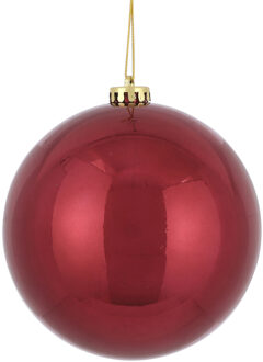 House of Seasons 1x Grote kunststof kerstballen donkerrood 15 cm - Kerstbal