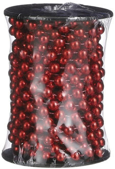 House of Seasons 1x stuks kerstboom kralenslingers rood 500 cm kerstslingers