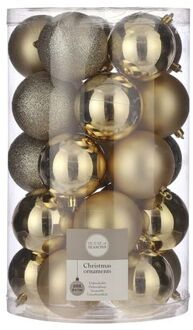House of Seasons 25x Kunststof kerstballen goud 8 cm - Kerstbal Goudkleurig