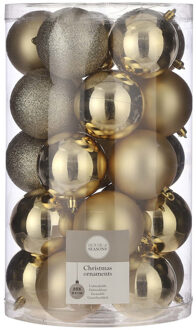 House of Seasons 25x Kunststof kerstballen goud 8 cm