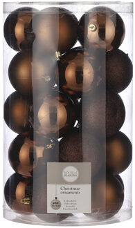 House of Seasons 25x Kunststof kerstballen kastanje bruin 8 cm