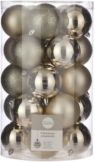 House of Seasons 25x Kunststof kerstballen licht champagne 8 cm