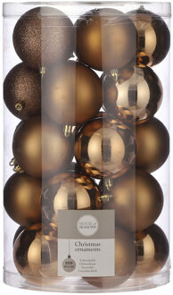 House of Seasons 25x Kunststof kerstballen licht koper 8 cm - Kerstbal Koperkleurig