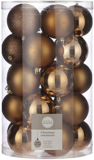 House of Seasons 25x Kunststof kerstballen licht koper 8 cm