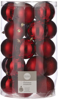 House of Seasons 25x Kunststof kerstballen rood 8 cm - Kerstbal