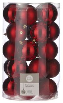 House of Seasons 25x Kunststof kerstballen rood 8 cm - Kerstbal