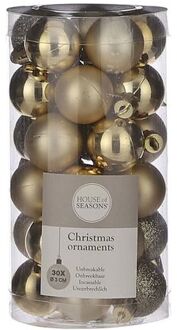 House of Seasons 30x Kleine kunststof kerstballen goud 3 cm - Kerstbal Goudkleurig