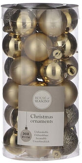 House of Seasons 30x Kleine kunststof kerstballen goud 3 cm