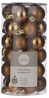 House of Seasons 30x Kleine kunststof kerstballen licht koper 3 cm - Kerstbal Koperkleurig