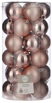 House of Seasons 30x Kunststof kerstballen lichtroze 6 cm - Kerstbal